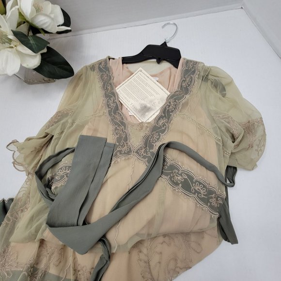 New Victorian Trading Co Hopeless Romantic Lace Dress Blush Green Cottagecore M - Picture 5 of 16